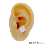 Boucles d'oreilles carrés argentés pour hommes et femmes en acier inoxydable