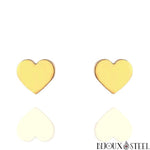 Boucles d'oreilles coeurs dorés en acier inoxydable