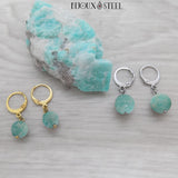 Boucles d'oreilles créoles à pendentifs perles d'amazonite