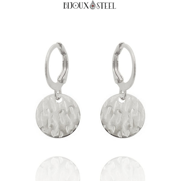 Boucles D'oreilles Pendantes Créoles Grises Fantaisie - Simili Cuir - Dormeuses - Neuf Avec étiquettes