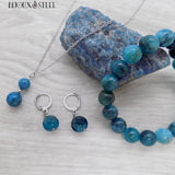 Boucles d'oreilles créoles et bijoux en pierre d'apatite bleue et acier inoxydable