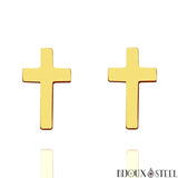 Boucles d'oreilles croix dorées en acier inoxydable