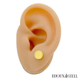 Boucles d'oreilles dorées rondes hommes et femmes en acier inoxydable