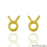 Boucles d'oreilles dorées signe du zodiaque taureau en acier inoxydable