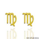 Boucles d'oreilles dorées signe du zodiaque vierge en acier inoxydable