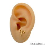 Boucles d'oreilles signe du zodiaque bélier doré en acier inoxydable