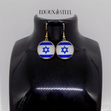 Boucles d'oreilles drapeau israélien sur présentoir