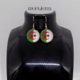 Boucles d'oreilles drapeau de l'Algérie sur présentoir