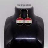 Boucles d'oreilles drapeau de l'Egypte sur présentoir