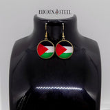 Boucles d'oreilles drapeau de la Palestine sur présentoir