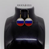 Boucles d'oreilles drapeau de la Russie en résine et acier inoxydable