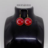 Boucles d'oreilles drapeau de la Turquie sur présentoir