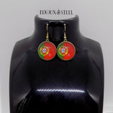 Boucles d'oreilles drapeau du Portugal sur présentoir