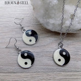 Boucles d'oreilles et collier à pendentif Yin Yang