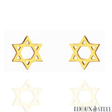 Boucles d'oreilles Étoile de David dorées en acier inoxydable
