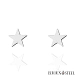 Boucles d'oreilles étoiles argentées en acier inoxydable