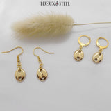 Boucles d'oreilles dorées grains de café pour femmes en acier inoxydable