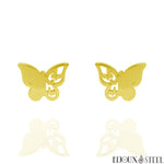 Boucles d'oreilles papillons dorés en acier inoxydable