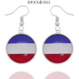 Boucles d'oreilles pendantes argentées drapeau des Pays-Bas en acier inoxydable
