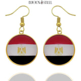 Boucles d'oreilles pendantes dorées drapeau de l'Egypte en acier inoxydable 