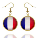 Boucles d'oreilles pendantes dorées drapeau de la France en acier inoxydable