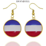 Boucles d'oreilles pendantes dorées drapeau des Pays-Bas en acier inoxydable