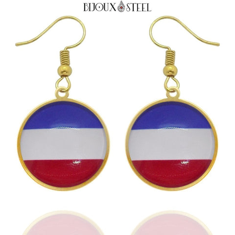 Boucles d'oreilles pendantes dorées drapeau des Pays-Bas en acier inoxydable