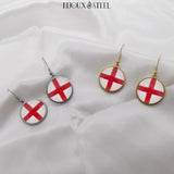 Boucles d'oreilles pendantes drapeau de l'Angleterre en résine et acier inoxydable