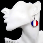 Boucles d'oreilles pendantes drapeau de la France