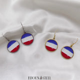 Boucles d'oreilles pendantes drapeau des Pays-bas sous cabochon