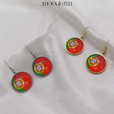 Boucles d'oreilles pendantes drapeau du Portugal en acier inoxydable
