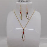 Boucles d'oreilles pendantes et collier dorés Palestine en acier inoxydable