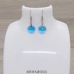 Boucles d'oreilles pendantes femmes coeurs bleu turquoise