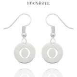 Boucles d'oreilles pendantes médailles argentées initiale personnalisée en acier inoxydable