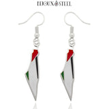 Boucles d'oreilles pendantes Palestine argentées en acier inoxydable