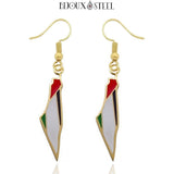 Boucles d'oreilles pendantes Palestine dorées en acier inoxydable