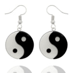 Boucles d'oreilles pendantes yin yang en acier inoxydable