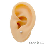 Boucles d'oreilles perles acier argenté 4mm