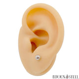 Boucles d'oreilles perles acier argenté 4mm