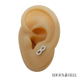 Boucles d'oreilles puces argentées infini en acier inoxydable