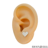 Boucles d'oreilles puces coeurs argentés en acier inoxydable
