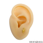 Boucles d'oreilles puces dorées clés de sol note de musique