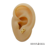 Boucles d'oreilles puces dorées infini en acier inoxydable