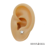 Boucles d'oreilles puces étoiles argentées en acier inoxydable