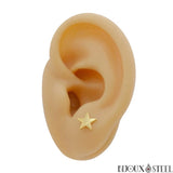 Boucles d'oreilles puces étoiles dorées en acier inoxydable