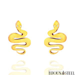 Boucles d'oreilles serpents dorés en acier inoxydable
