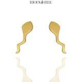 Boucles d'oreilles têtards dorés en acier inoxydable