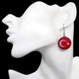 Boucles d'oreilles Turquie argentées sous cabochon en acier inoxydable et résine