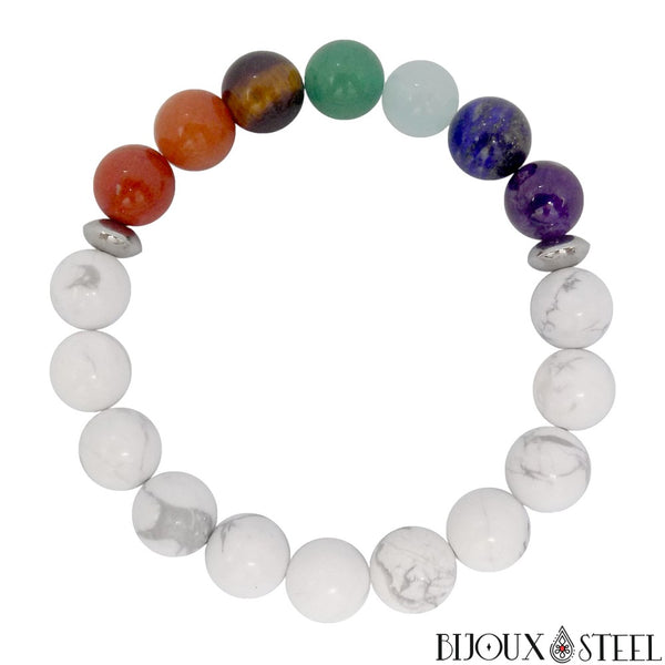 Bracelet en perles de pierre naturelle de howlite créé en
