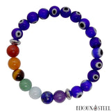 Bracelet 7 chakras et mauvais oeil 8mm